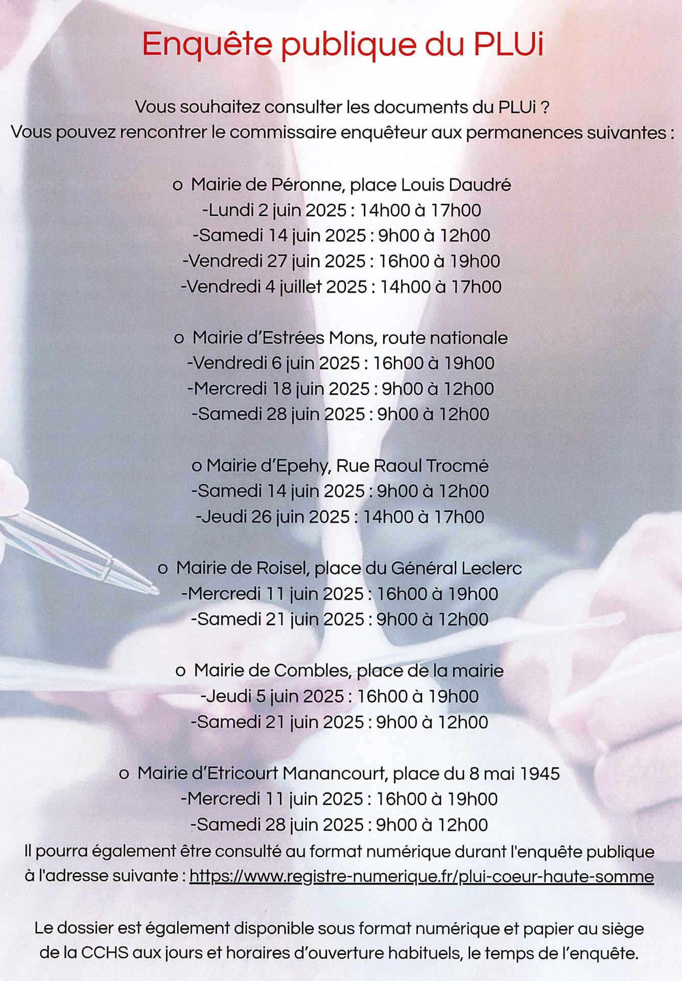 Enquete publique page permanences 2025