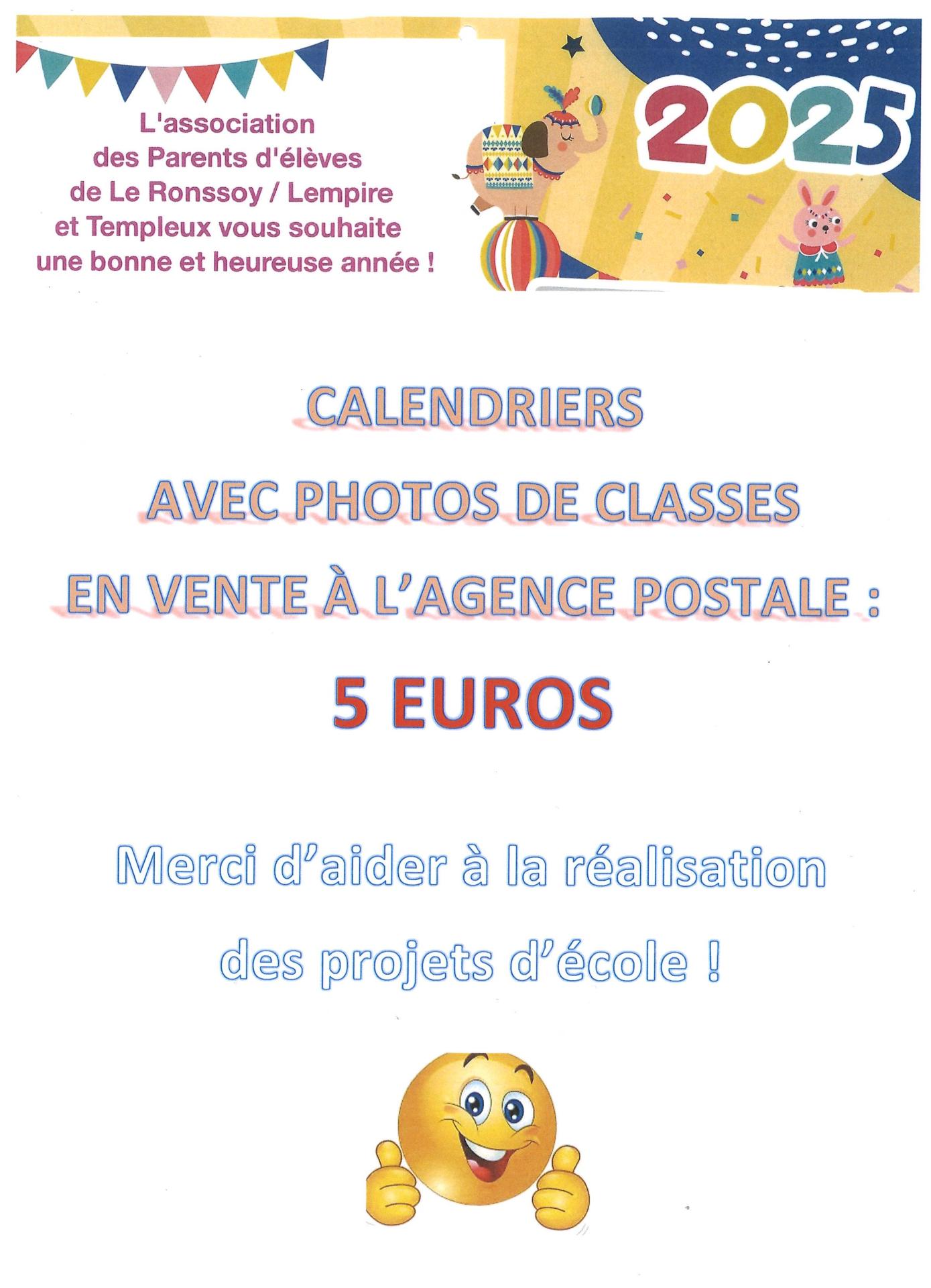 Vente du calendrier ape 2025