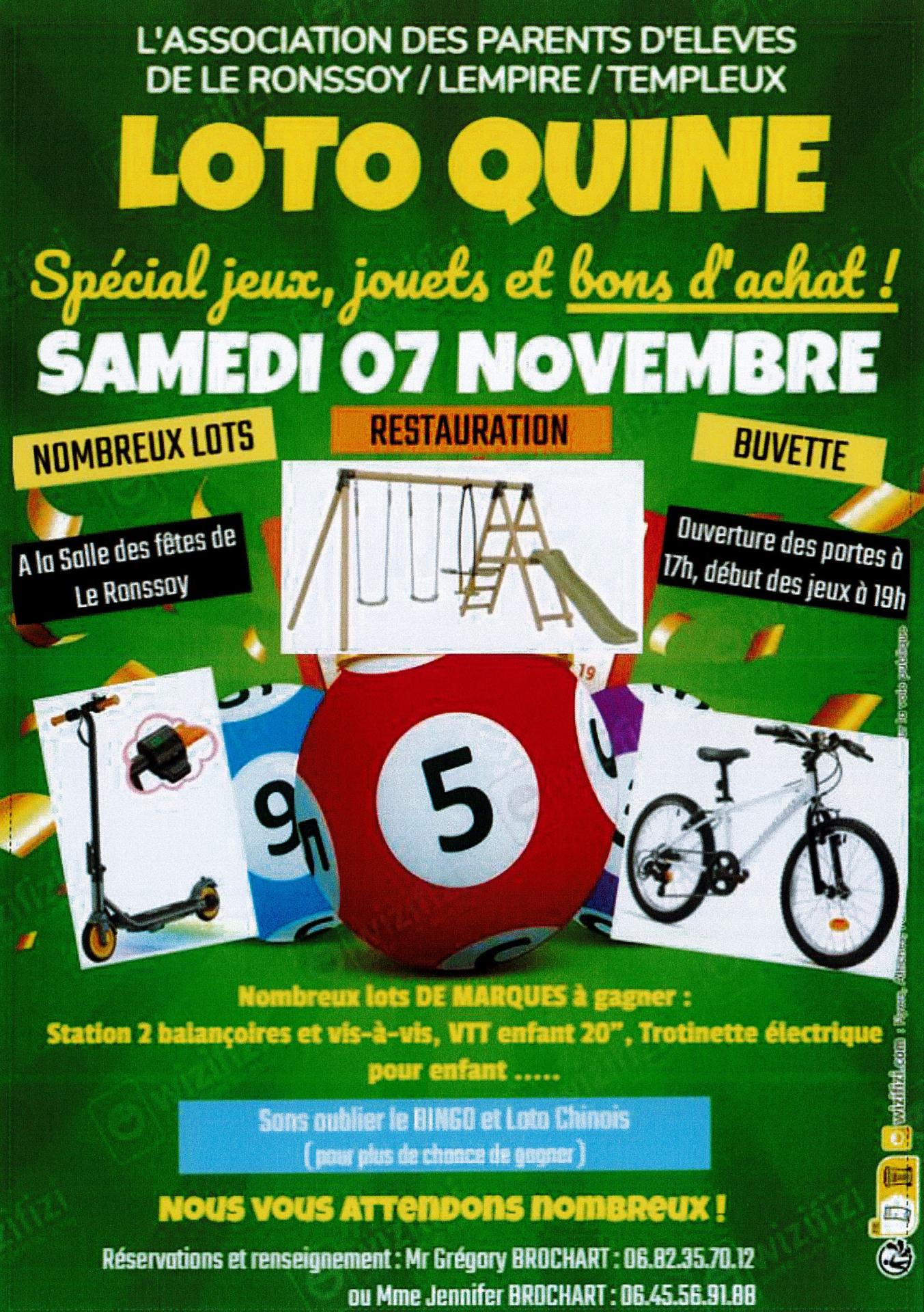 Loto quine samedi 7 novembre 2026 ape