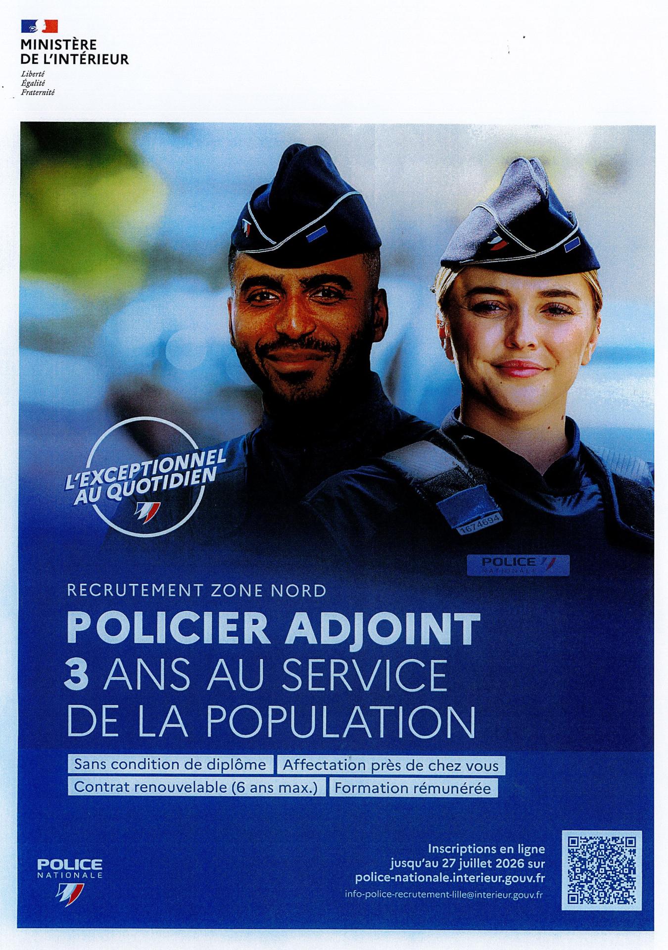 Policier adjoint 27 juillet 2026