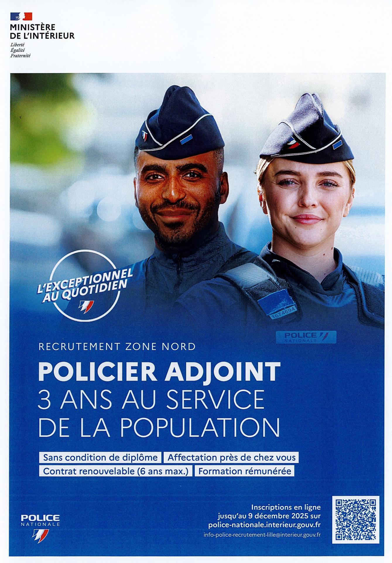 Recrutement policiers dans le nord jusqu au 9 decembre 2025